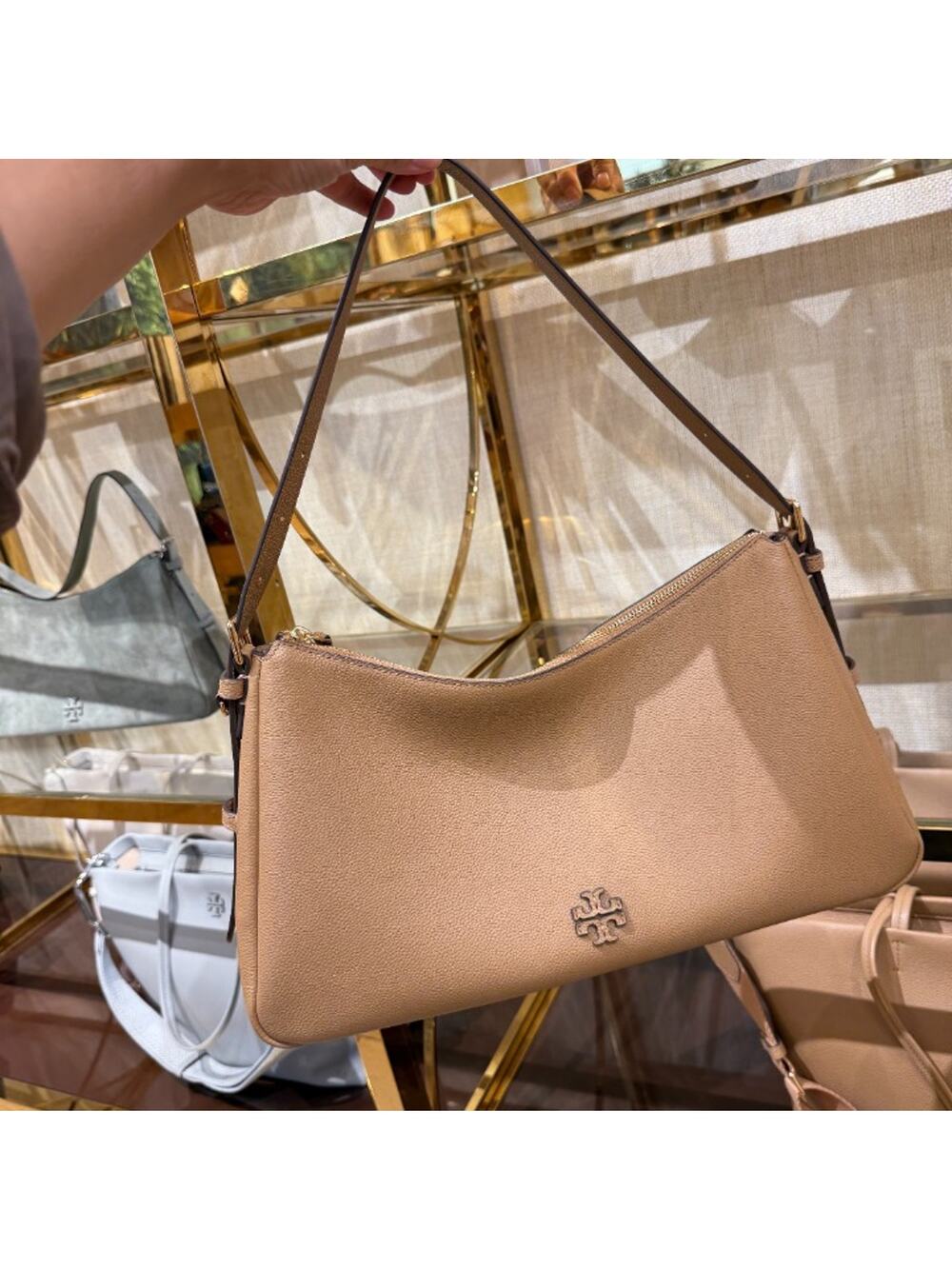 Tory Burch Thea Zip Top Shoulder Bag 171527 Tiramisu $550